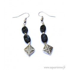 Boucles d'oreilles "Mogra" en Obsidienne Flocons de Neige
