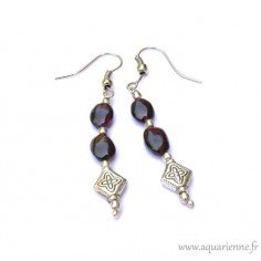 Boucle d'Oreilles "Mogra" en Pierre de Grenat