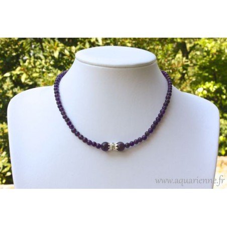 Parure Bijoux Maharani : Collier + Boucles d'Oreilles + Bracelet en Améthyste