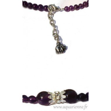Parure Bijoux Maharani : Collier + Boucles d'Oreilles + Bracelet en Améthyste