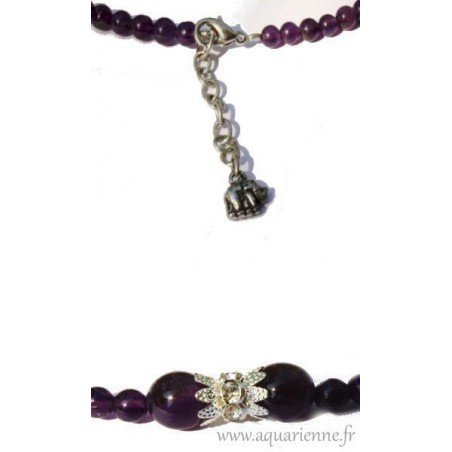 Parure Bijoux Maharani : Collier + Boucles d'Oreilles + Bracelet en Améthyste