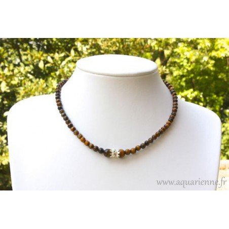 Parure Bijoux Maharani : Collier + Boucles d'Oreilles + Bracelet en Œil de Tigre