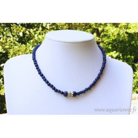 Parure Bijoux Maharani : Collier + Boucles d'Oreilles + Bracelet en Lapis Lazuli