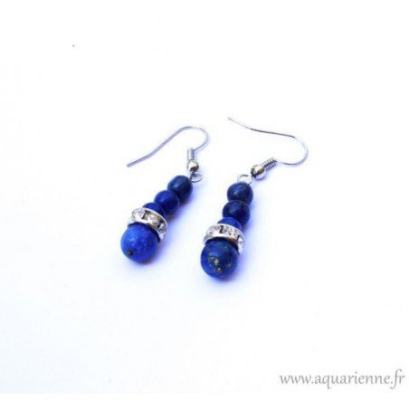 Parure Bijoux Maharani : Collier + Boucles d'Oreilles + Bracelet en Lapis Lazuli