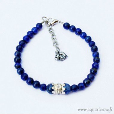Parure Bijoux Maharani : Collier + Boucles d'Oreilles + Bracelet en Lapis Lazuli
