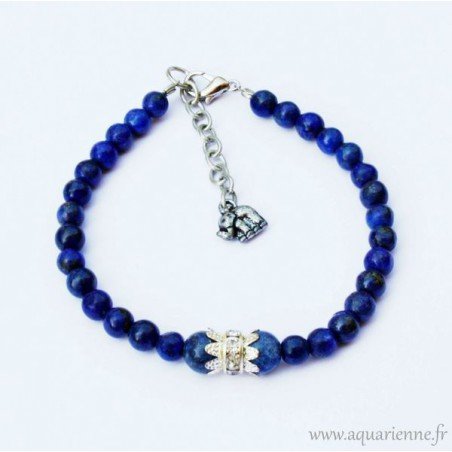 Parure Bijoux Maharani : Collier + Boucles d'Oreilles + Bracelet en Lapis Lazuli