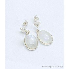 Boucles d'Oreilles Argent 925 et Pierre de Lune