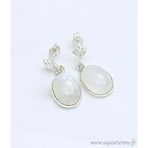 Boucles d'Oreilles Argent 925 et Pierre de Lune