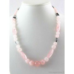 Collier "Power of Love" en Quartz rose et Quartz Tourmaline