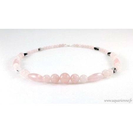 Collier "Power of Love" en Quartz rose et Quartz Tourmaline