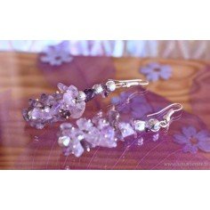 Boucles d'Oreilles Grappes Chips Amethyste