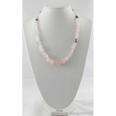 Collier "Power of Love" en Quartz rose et Quartz Tourmaline