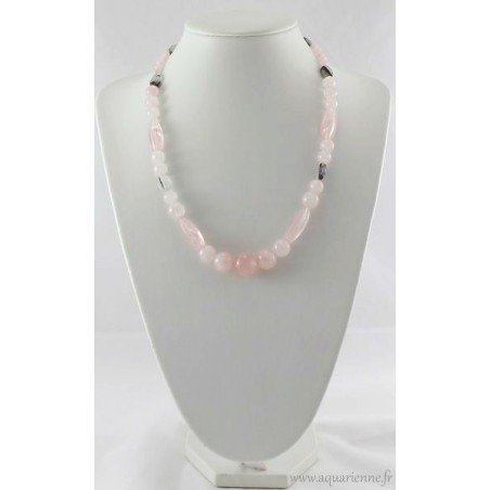 Collier "Power of Love" en Quartz rose et Quartz Tourmaline