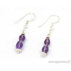 Boucles d'Oreilles Argent 925 et Améthyste facettée