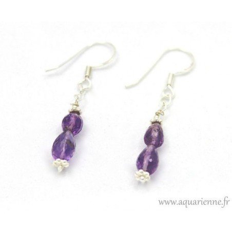 Boucles d'Oreilles Argent 925 et Améthyste facettée