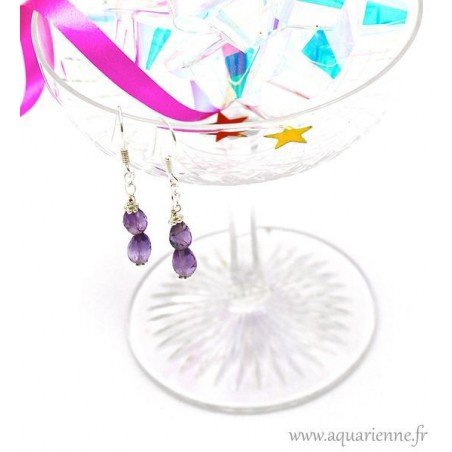 Boucles d'Oreilles Argent 925 et Améthyste facettée