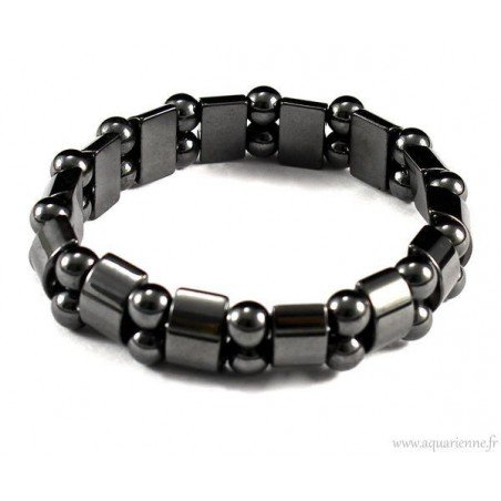 Bracelet en Hématite, Boules et Plaquettes