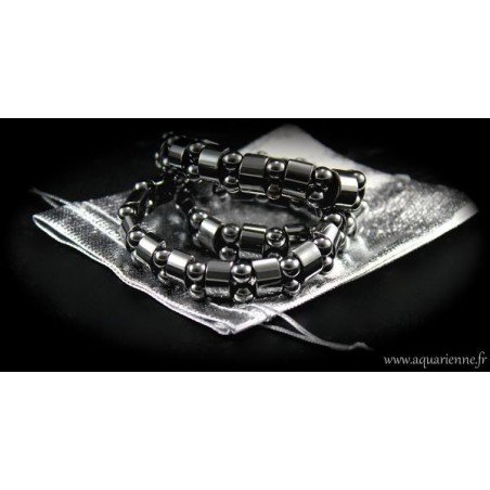 Bracelet en Hématite, Boules et Plaquettes