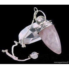 Pendule pointe Quartz rose et boule de Cristal de roche