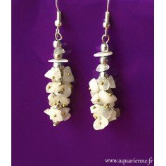 Boucles d'Oreilles en Chips de Pierre de Lune 