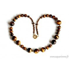 Collier Œil de Tigre et Or Plaqué Tigrane