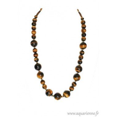 Collier Œil de Tigre et Or Plaqué Tigrane