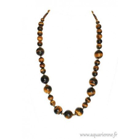 Collier Œil de Tigre et Or Plaqué Tigrane