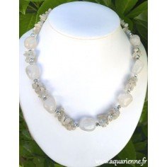 Collier Chance Quartz Laiteux et Pierre de Lune, 