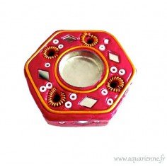 Porte encens hexagonal fuschia pour cônes et sticks