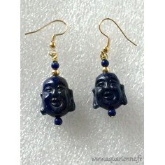 Boucles d'Oreilles Lapis Lazuli Bouddha 