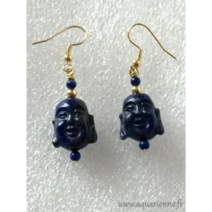 Boucles d'Oreilles Lapis Lazuli Bouddha 
