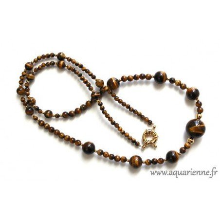 Collier Œil de Tigre et Or Plaqué MagicProtection (78cm)