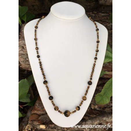 Collier Œil de Tigre et Or Plaqué MagicProtection (78cm)