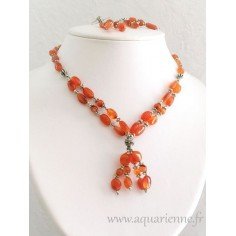 Collier Cornaline et métal ciselé Eclatant