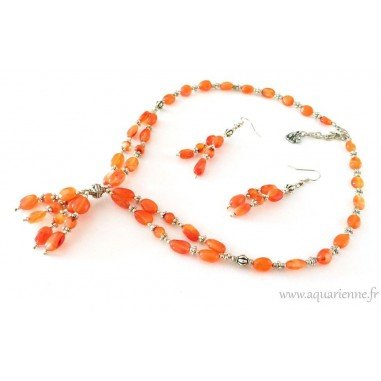 Collier Cornaline et métal ciselé Eclatant