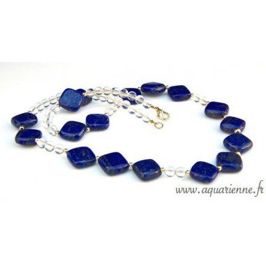 Collier Lapis Lazuli et Or plaqué Élégance Lucide 58cm