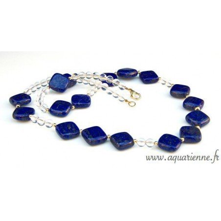 Collier Lapis Lazuli et Or plaqué Élégance Lucide 58cm