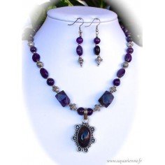 Parure Collier + Boucles d'Oreilles en Améthyste Splendeur