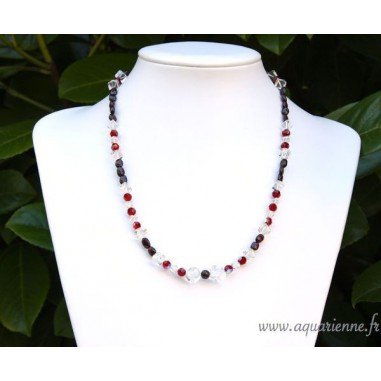Collier Vitalia Grenat Cristal de Roche et Swarovski