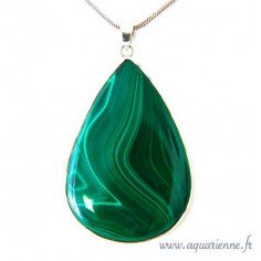 Pendentif Goutte Malachite et Argent 925