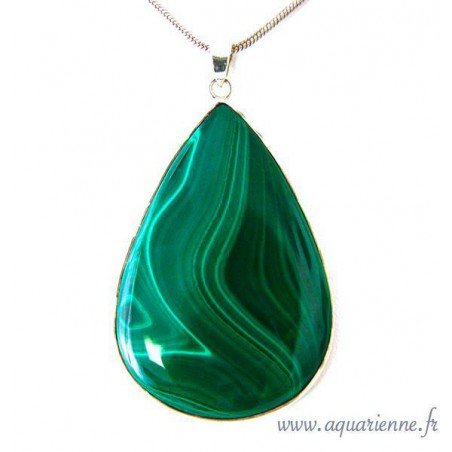 Pendentif Goutte Malachite et Argent 925