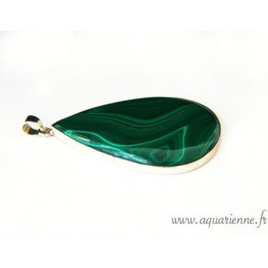 Pendentif Goutte Malachite et Argent 925