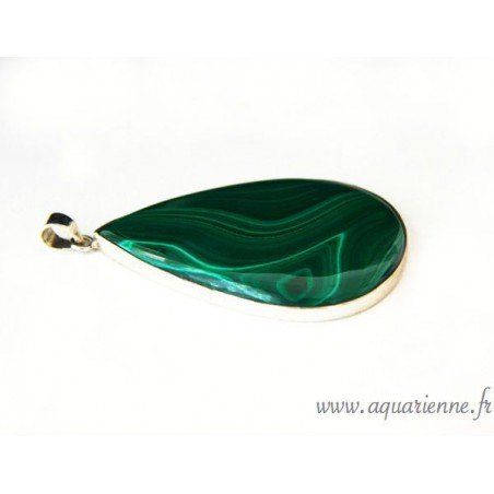 Pendentif Goutte Malachite et Argent 925