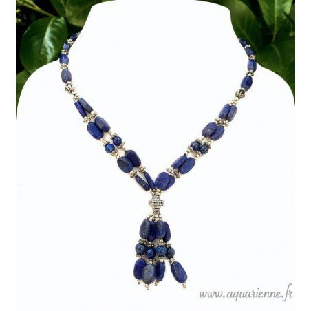 Collier Lapis Lazuli et métal ciselé "Éclatant"