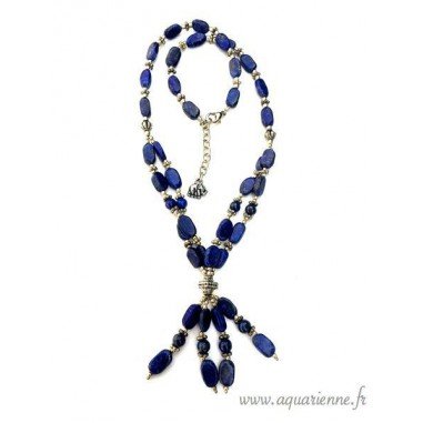 Collier Lapis Lazuli et métal ciselé "Éclatant"
