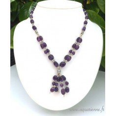 Collier en Améthyste et Métal Ciselé "Éclatant"