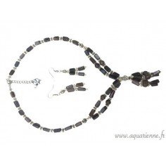 Parure Quartz fumé "Éclatant" Collier + Boucles d'Oreilles