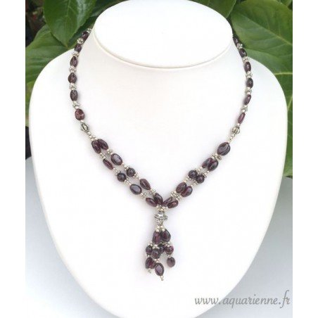 Parure Grenat "Éclatant" collier + boucles d'oreilles