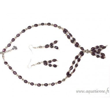 Parure Grenat "Éclatant" collier + boucles d'oreilles