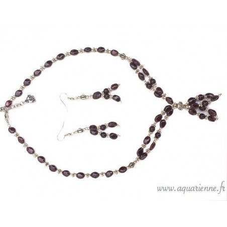 Parure Grenat "Éclatant" collier + boucles d'oreilles